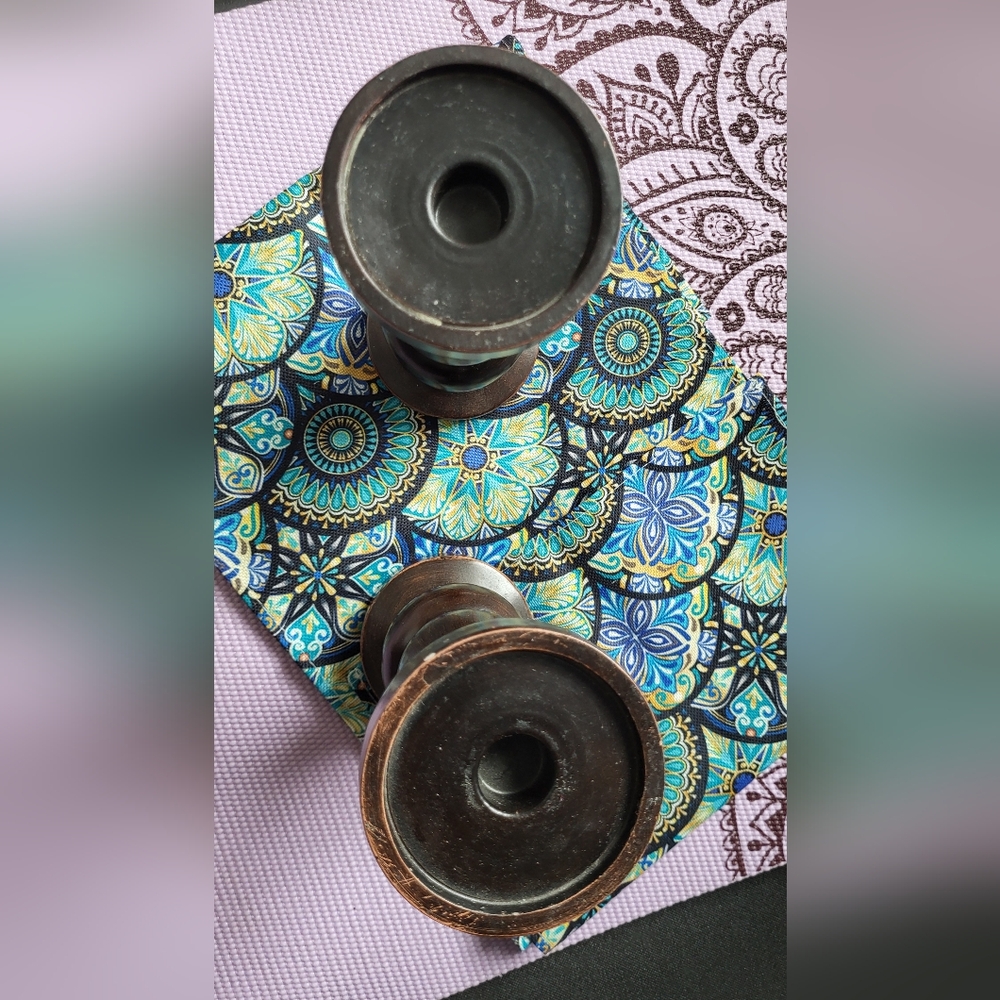 Wooden Candle Holders W Runner - Picture 2 of 5